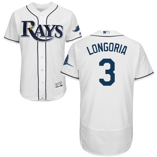 Rays #3 Evan Longoria White Flexbase Authentic Collection Stitched MLB Jersey
